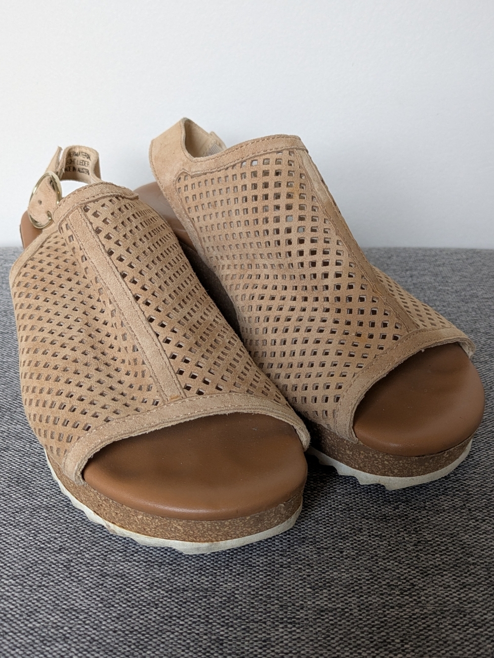 Paul Green Cleo Wedge Super Soft Slingback Sandal Space Nubuck Tan Size 6 - Picture 3 of 14